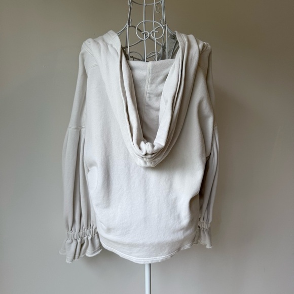 Something Navy Sophia Lace-up Hoodie Beige bell sleeve cotton oversized SZ S - Picture 2 of 9